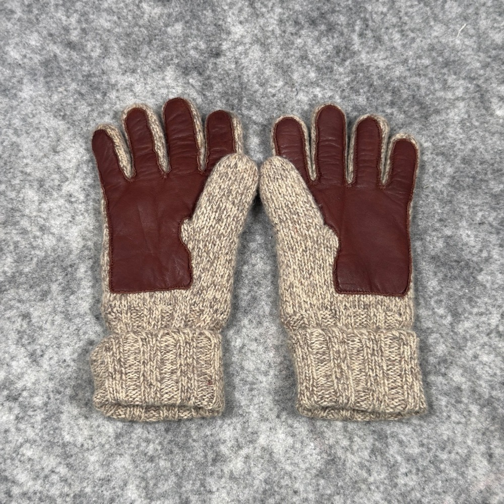 J. Crew Smartphone Gloves Wool Blend Oarsman Beige Brown Lined Warm Winter - Picture 1 of 7